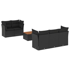 Maison exclusive - salon de jardin 6 pcs avec coussins noir résine tressée