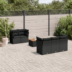 Maison exclusive - salon de jardin 6 pcs avec coussins noir résine tressée