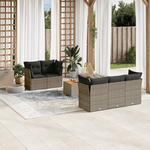 Maison exclusive - salon de jardin 6 pcs avec coussins gris résine tressée