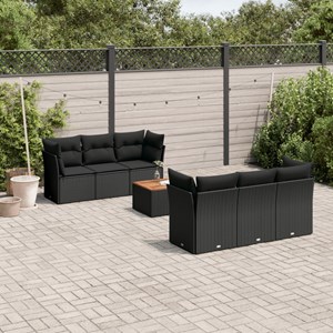 Maison exclusive - salon de jardin 7 pcs avec coussins noir résine tressée