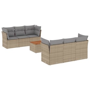 Maison exclusive - salon de jardin avec coussins 7 pcs beige résine tressée