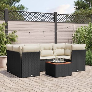 Maison exclusive - salon de jardin 7 pcs avec coussins noir résine tressée