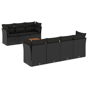 Maison exclusive - salon de jardin 8 pcs avec coussins noir résine tressée