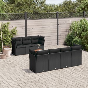 Maison exclusive - salon de jardin 8 pcs avec coussins noir résine tressée