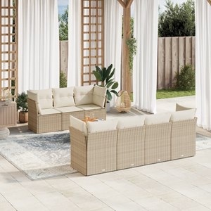 Maison exclusive - salon de jardin avec coussins 8 pcs beige résine tressée