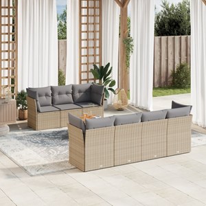 Maison exclusive - salon de jardin avec coussins 8 pcs beige résine tressée