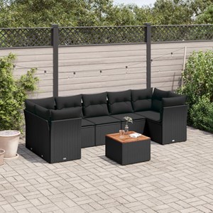 Maison exclusive - salon de jardin 8 pcs avec coussins noir résine tressée