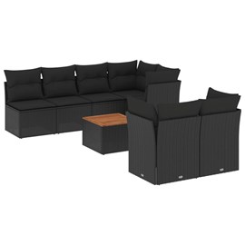 Maison exclusive - salon de jardin 8 pcs avec coussins noir résine tressée