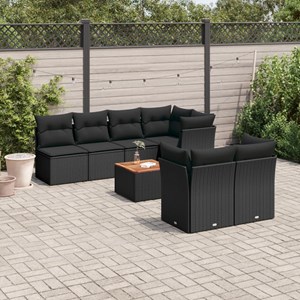 Maison exclusive - salon de jardin 8 pcs avec coussins noir résine tressée