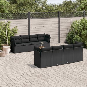Maison exclusive - salon de jardin 9 pcs avec coussins noir résine tressée