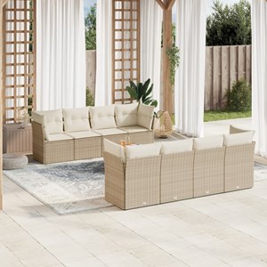 Maison exclusive - salon de jardin avec coussins 9 pcs beige résine tressée