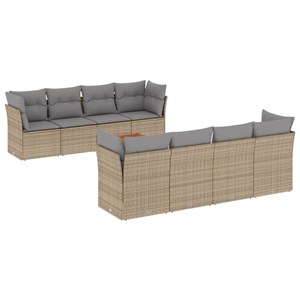 Maison exclusive - salon de jardin avec coussins 9 pcs beige résine tressée