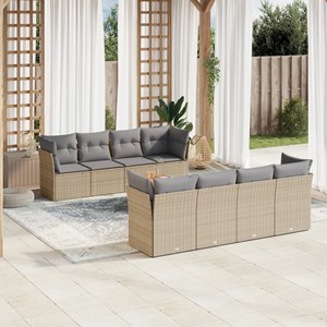 Maison exclusive - salon de jardin avec coussins 9 pcs beige résine tressée