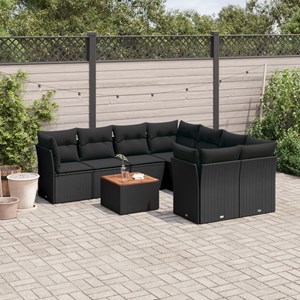 Maison exclusive - salon de jardin 9 pcs avec coussins noir résine tressée