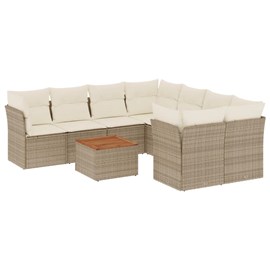 Maison exclusive - salon de jardin avec coussins 9 pcs beige résine tressée