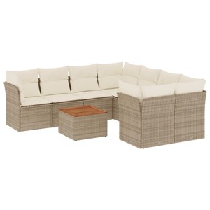 Maison exclusive - salon de jardin avec coussins 9 pcs beige résine tressée