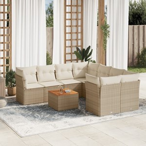 Maison exclusive - salon de jardin avec coussins 9 pcs beige résine tressée