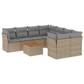 Maison exclusive - salon de jardin avec coussins 9 pcs beige résine tressée