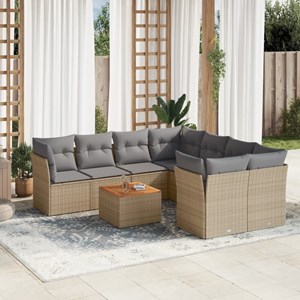 Maison exclusive - salon de jardin avec coussins 9 pcs beige résine tressée