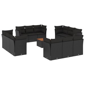 Maison exclusive - salon de jardin avec coussins 13 pcs noir résine tressée