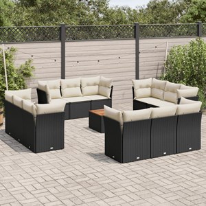 Maison exclusive - salon de jardin avec coussins 13 pcs noir résine tressée