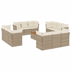 Maison exclusive - salon de jardin avec coussins 13 pcs beige résine tressée