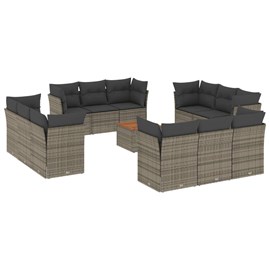 Maison exclusive - salon de jardin avec coussins 13 pcs gris résine tressée