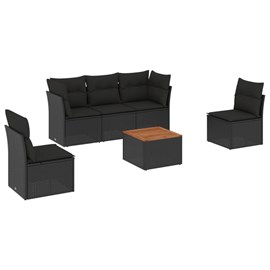 Maison exclusive - salon de jardin 6 pcs avec coussins noir résine tressée