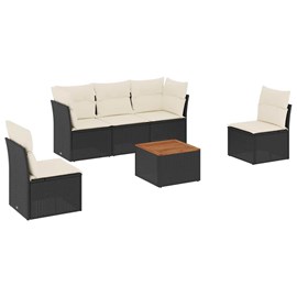 Maison exclusive - salon de jardin 6 pcs avec coussins noir résine tressée