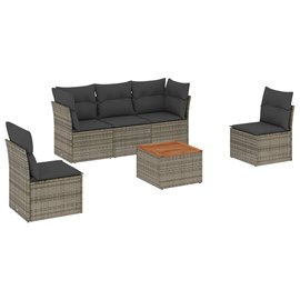 Maison exclusive - salon de jardin 6 pcs avec coussins gris résine tressée
