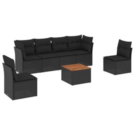 Maison exclusive - salon de jardin 7 pcs avec coussins noir résine tressée