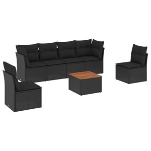 Maison exclusive - salon de jardin 7 pcs avec coussins noir résine tressée