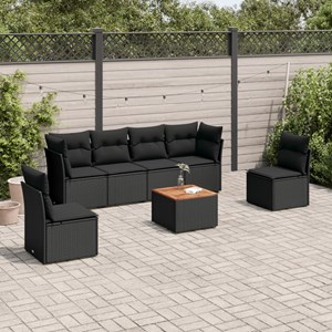 Maison exclusive - salon de jardin 7 pcs avec coussins noir résine tressée