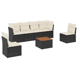 Maison exclusive - salon de jardin 7 pcs avec coussins noir résine tressée