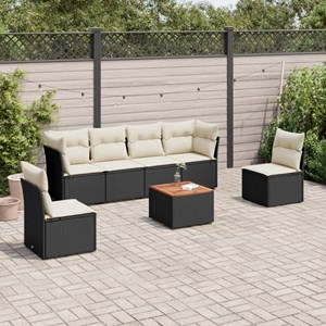 Maison exclusive - salon de jardin 7 pcs avec coussins noir résine tressée