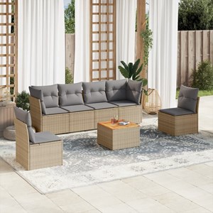 Maison exclusive - salon de jardin avec coussins 7 pcs beige résine tressée