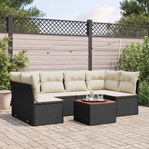 Maison exclusive - salon de jardin 7 pcs avec coussins noir résine tressée