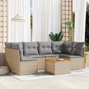 Maison exclusive - salon de jardin avec coussins 7 pcs beige résine tressée