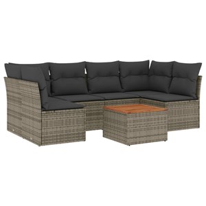Maison exclusive - salon de jardin avec coussins 7 pcs gris résine tressée