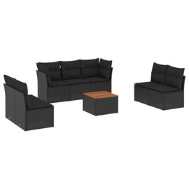 Maison exclusive - salon de jardin 8 pcs avec coussins noir résine tressée