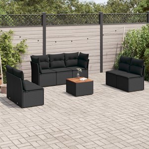 Maison exclusive - salon de jardin 8 pcs avec coussins noir résine tressée