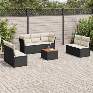 Maison exclusive - salon de jardin 8 pcs avec coussins noir résine tressée
