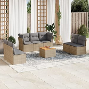 Maison exclusive - salon de jardin avec coussins 8 pcs beige résine tressée