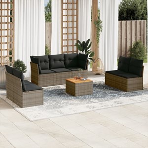 Maison exclusive - salon de jardin 8 pcs avec coussins gris résine tressée