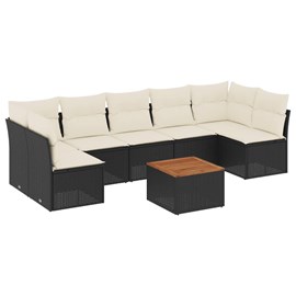 Maison exclusive - salon de jardin 8 pcs avec coussins noir résine tressée