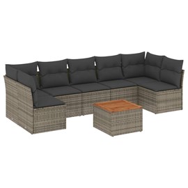 Maison exclusive - salon de jardin 8 pcs avec coussins gris résine tressée