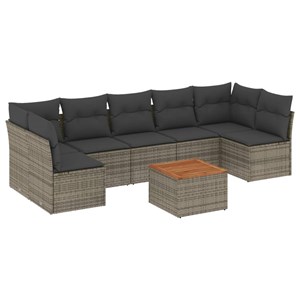 Maison exclusive - salon de jardin 8 pcs avec coussins gris résine tressée
