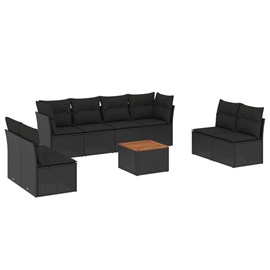 Maison exclusive - salon de jardin 9 pcs avec coussins noir résine tressée