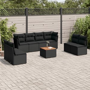 Maison exclusive - salon de jardin 9 pcs avec coussins noir résine tressée