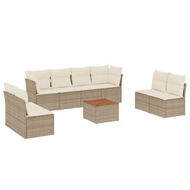 Maison exclusive - salon de jardin avec coussins 9 pcs beige résine tressée